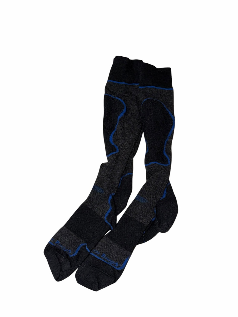 Men's Black & Charcoal Performance Knee-High Socks with Blue Accents